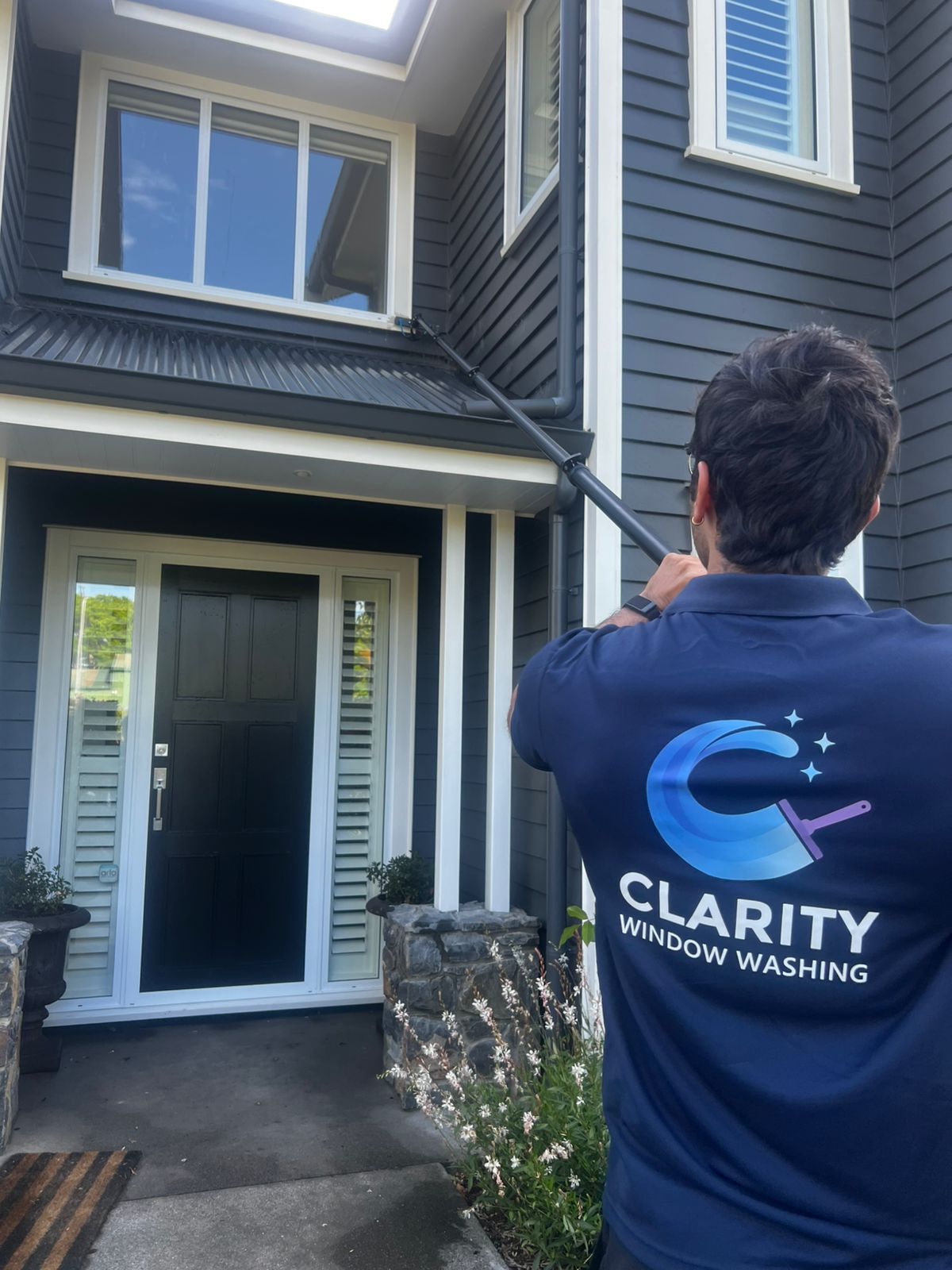 The Clarity Window Washing team on the job in Auckland